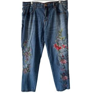V Christina Floral Embroidered Jeans